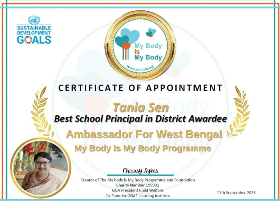 Ambassador for West Bengal- My Body is My Body Programme